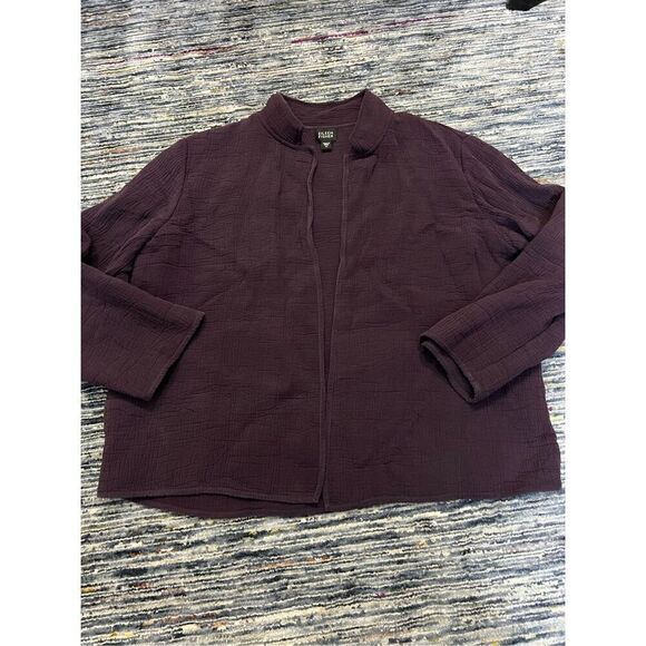 Eileen Fisher Blazer jacket Purple Deep Plum Textured Silk open front size M - Picture 9 of 9